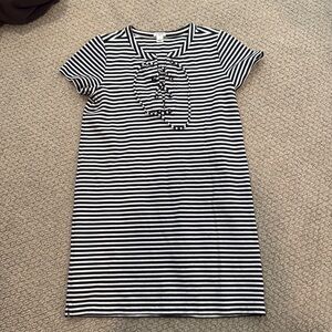 J Crew Navy Blue and White Striped Dress. Size S.